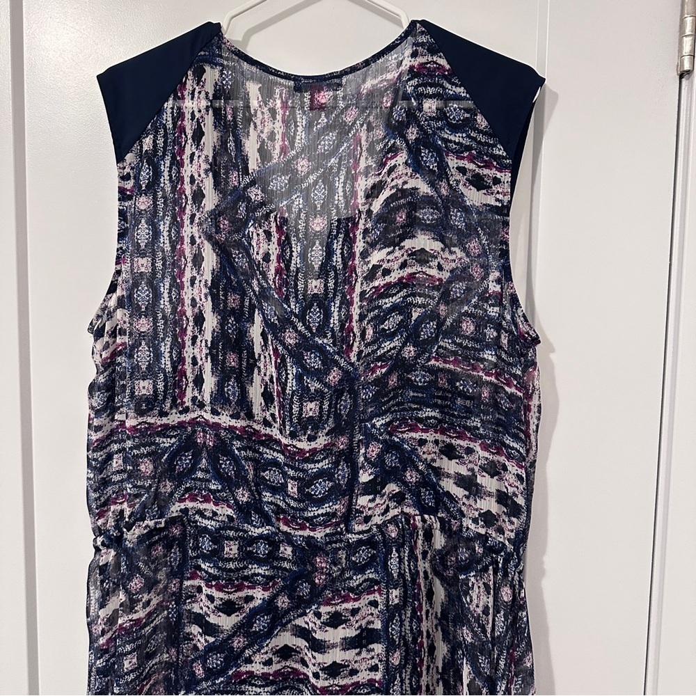 Vince Camuto Blue Purple Tribal Print Sheet Maxi Dress With Slip Size XL Women’s - Picture 6 of 9
